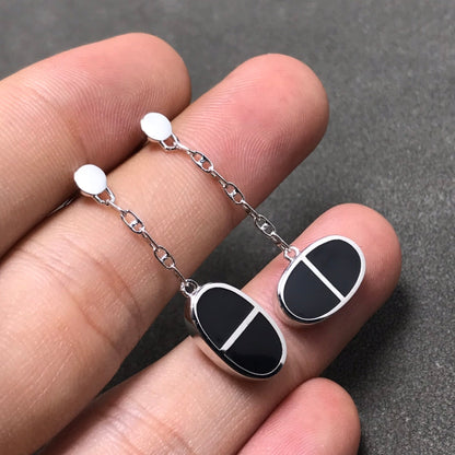 [vivabelle]CHAINE VERSO SCHWARZE KERAMIK SILBER OHRRINGE