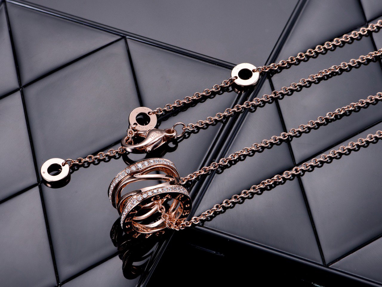 [vivabelle]ZERO 1 ROSA GOLD DIAMANT OFFENE HALSKETTE