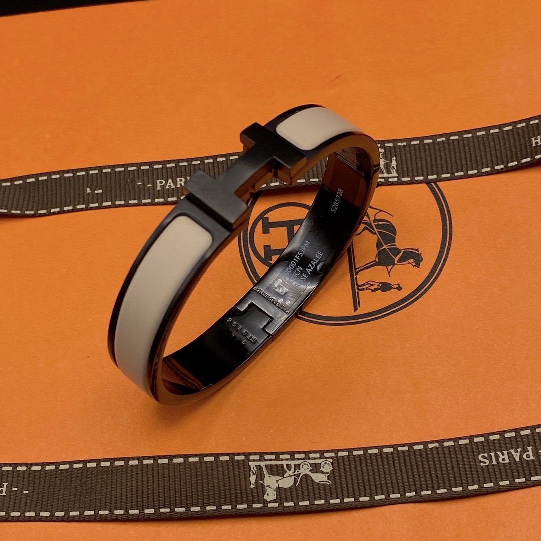 [vivabelle]H BRACELET 12MM BLACK BEIGE CERAMIC