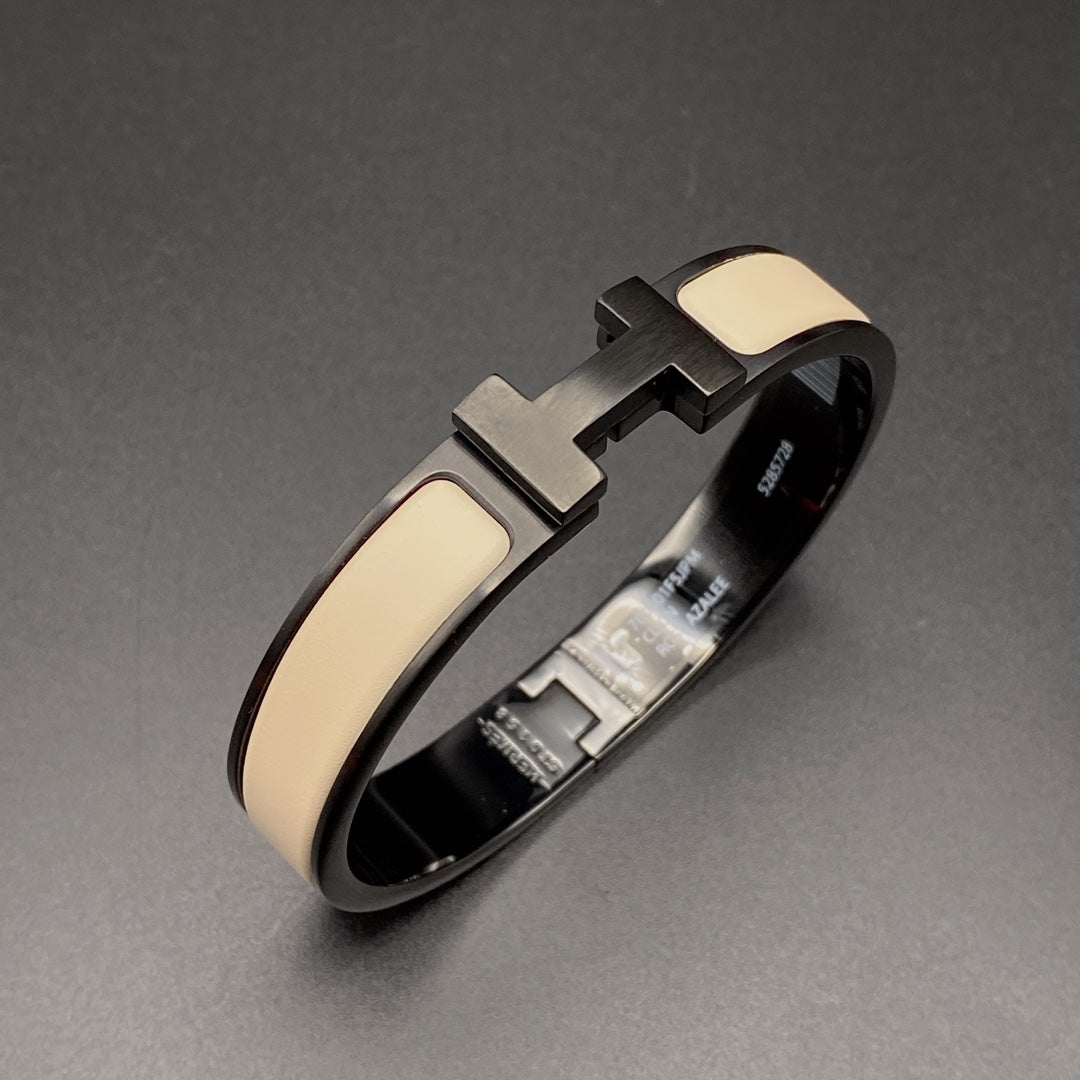 [vivabelle]H BRACELET 12MM BLACK BEIGE CERAMIC