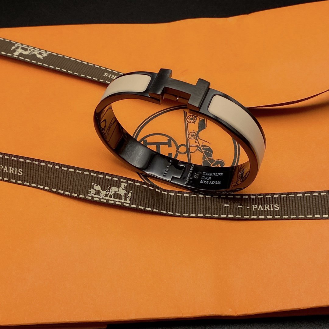 [vivabelle]H BRACELET 12MM BLACK BEIGE CERAMIC