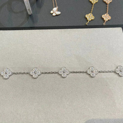 [vivabelle]CLOVER 5 MOTIFS DIAMANT ARMBAND SILBER
