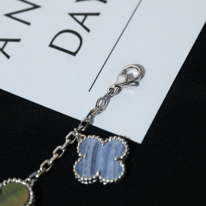 [vivabelle]CLOVER BRACELET 5 MOTIFS MOP CHALCEDONY SILVER