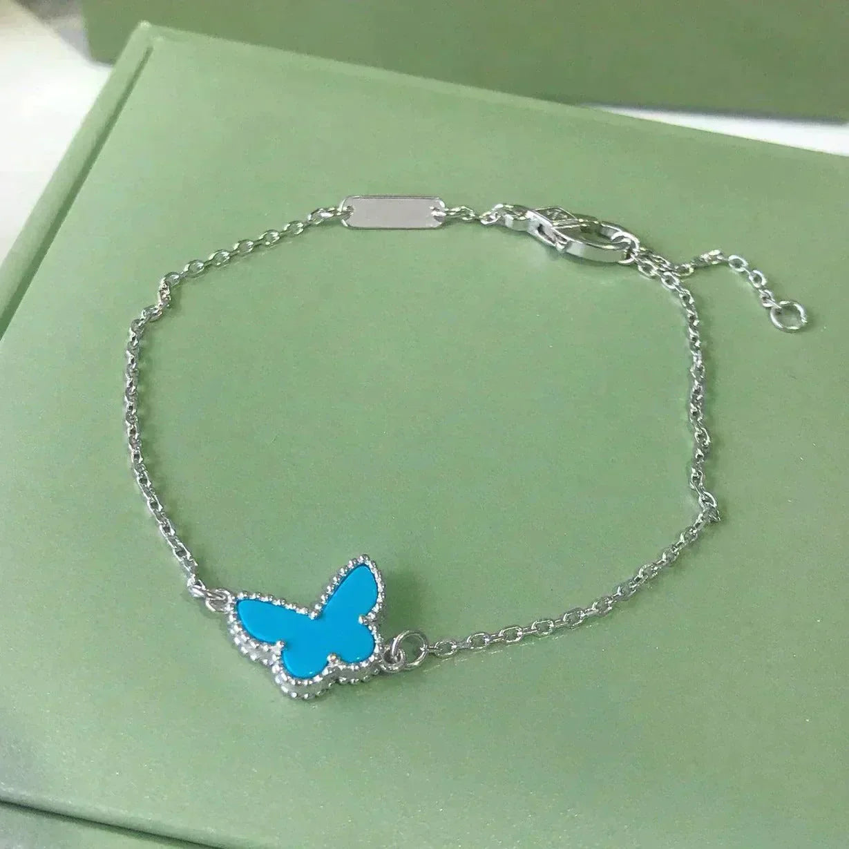 [vivabelle]BUTTERFLY TÜRKIS SCHMETTERLINGSARMBAND SILBER