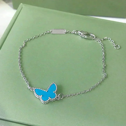 [vivabelle]BUTTERFLY TÜRKIS SCHMETTERLINGSARMBAND SILBER