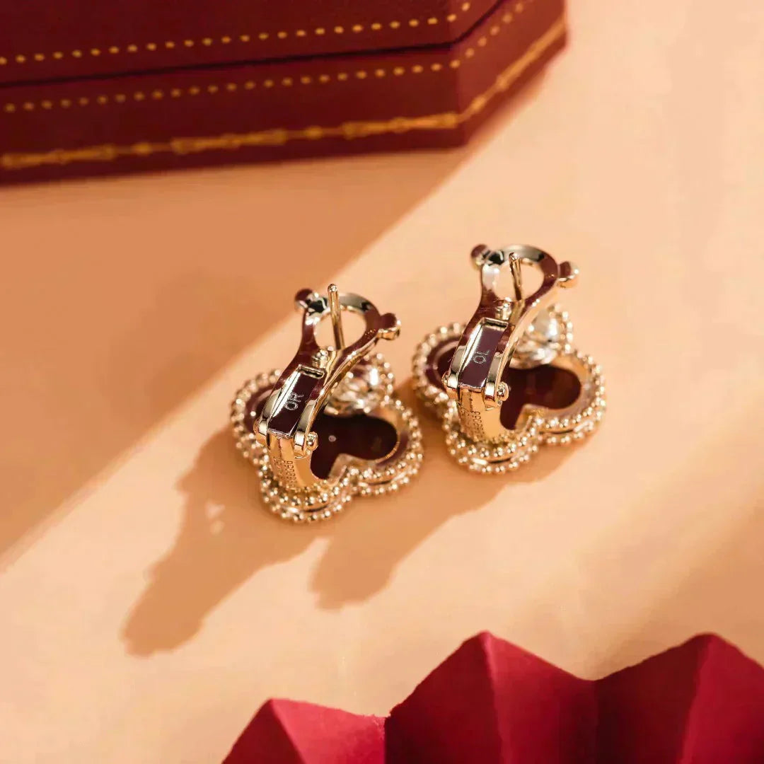 [vivabelle]CLOVER MEDIUM 1 MOTIFS CARNELIAN  EARRINGS