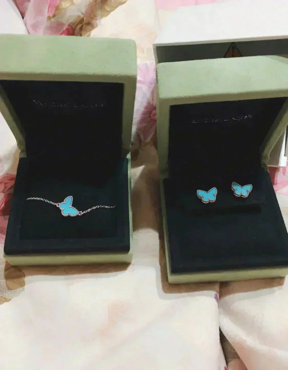 [vivabelle]BUTTERFLY TURQUOISE EARRINGS SILVER