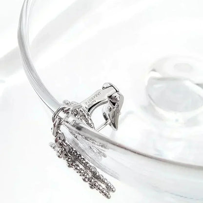 [vivabelle]CLOVER 2 MOTIFS  DIAMOND ONYX EARRINGS SILVER