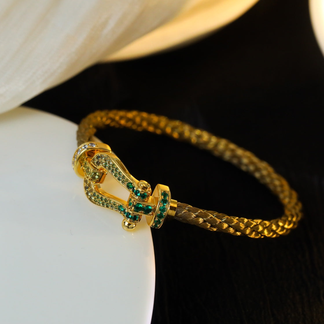[vivabelle]FORCE 10 GOLD GREEN DIAMOND PAVED
