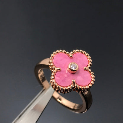[vivabelle]CLOVER RHODONITE ROSE GOLD RING