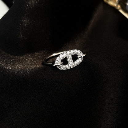 [vivabelle]Runder kleiner silberner Diamantring