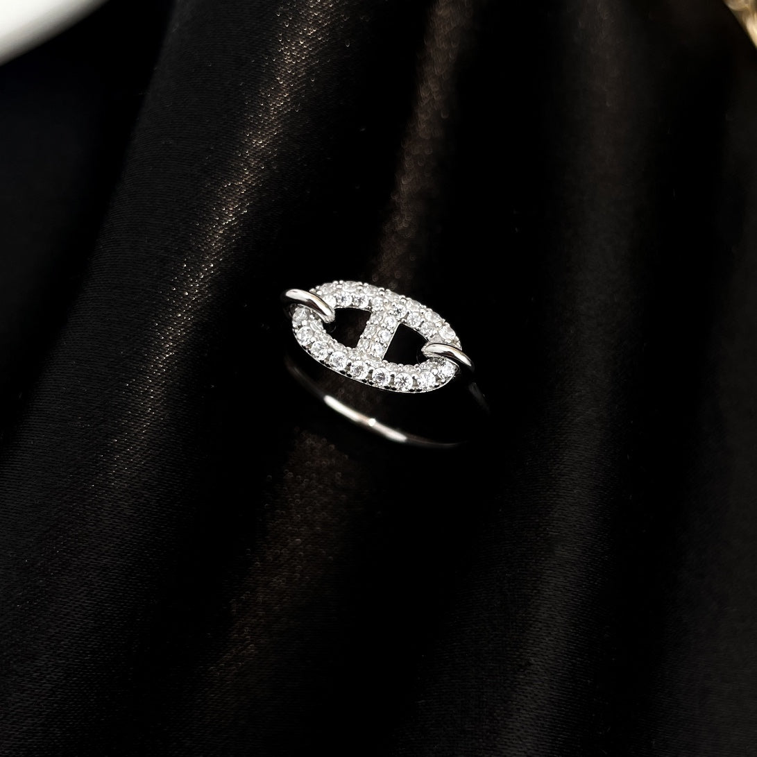 [vivabelle]Runder kleiner silberner Diamantring