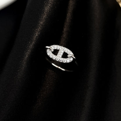 [vivabelle]Runder kleiner silberner Diamantring