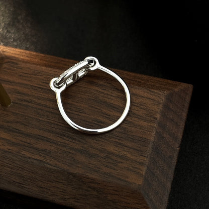 [vivabelle]Runder kleiner silberner Diamantring