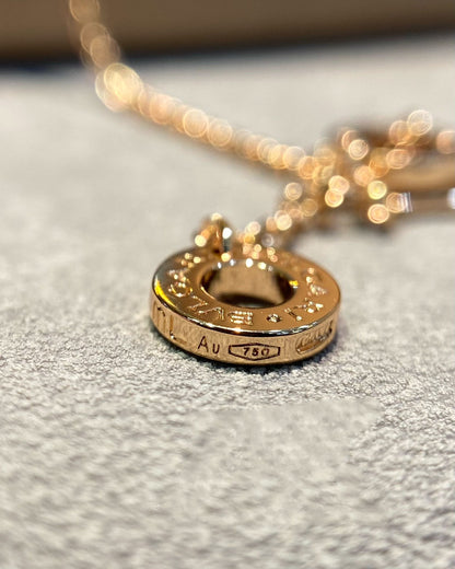 [vivabelle]DREAM MOP DIAMOND PAVED PINK GOLD NECKLACE