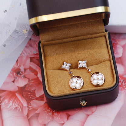 [vivabelle]Ohrringe mit Stern und Sonne, Roségold, Mops-Anhänger