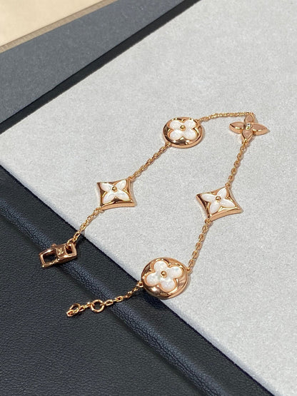 [vivabelle]STAR AND SUN 5 MOTIF MOP PINK GOLD BRACELET