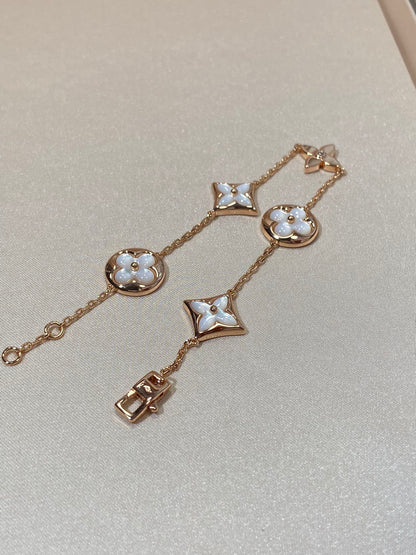 [vivabelle]STAR AND SUN 5 MOTIF MOP PINK GOLD BRACELET