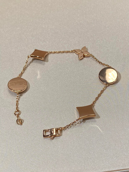 [vivabelle]STAR AND SUN 5 MOTIF MOP PINK GOLD BRACELET