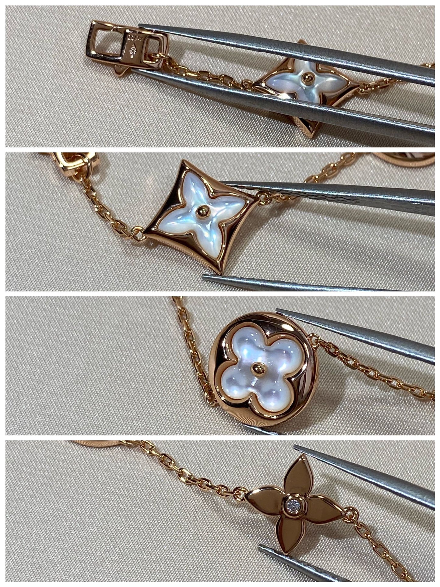 [vivabelle]STAR AND SUN 5 MOTIF MOP PINK GOLD BRACELET