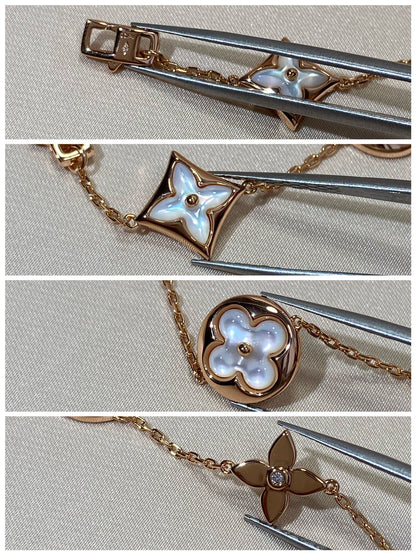 [vivabelle]STAR AND SUN 5 MOTIF MOP PINK GOLD BRACELET