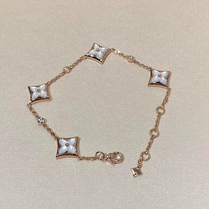 [vivabelle]STAR 4 MOTIF MOP DIAMOND PINK GOLD BRACELET