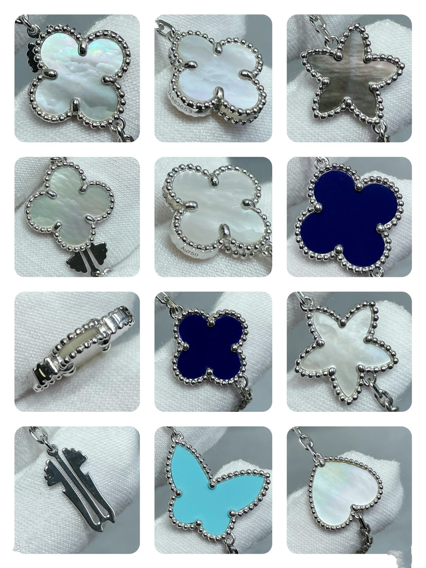 [vivabelle]LUCKY CLOVER SILVER 11 MOTIF NECKLACE