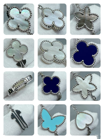 [vivabelle]LUCKY CLOVER SILVER 11 MOTIF NECKLACE