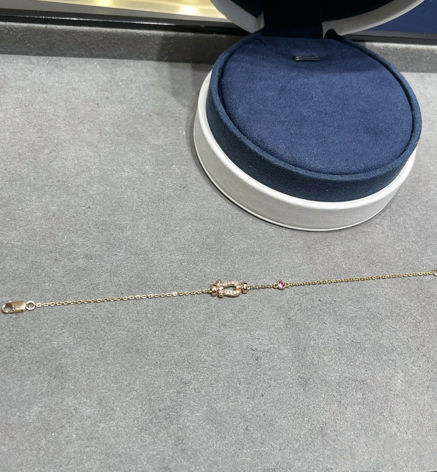 [vivabelle]FORCE 10 DIAMOND CHAIN LINK PINK GOLD BRACELET