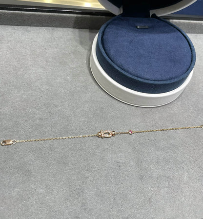 [vivabelle]FORCE 10 DIAMOND CHAIN LINK PINK GOLD BRACELET