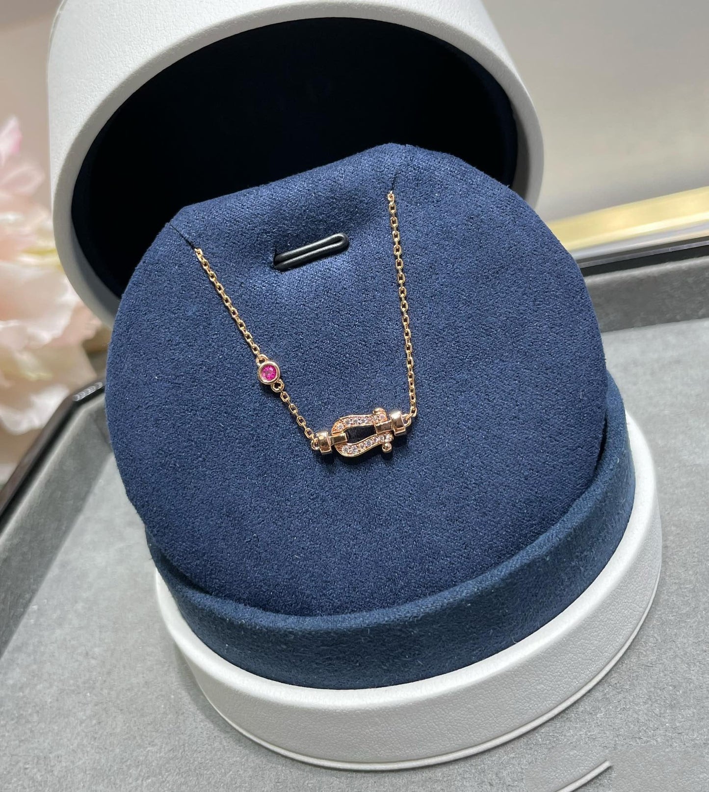 [vivabelle]FORCE 10 DIAMOND CHAIN LINK PINK GOLD BRACELET