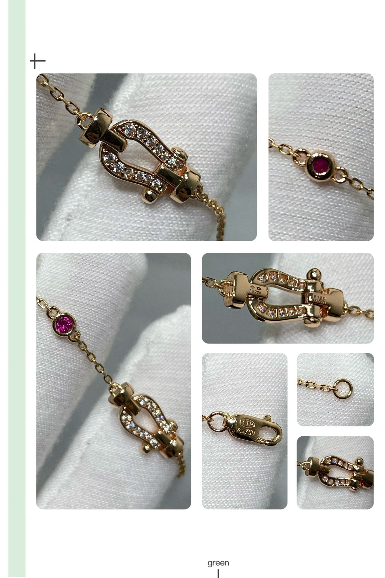 [vivabelle]FORCE 10 DIAMOND CHAIN LINK PINK GOLD BRACELET