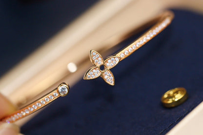 [vivabelle]IDYLLE PINK GOLD OPEN BRACELET DIAMOND PAVED