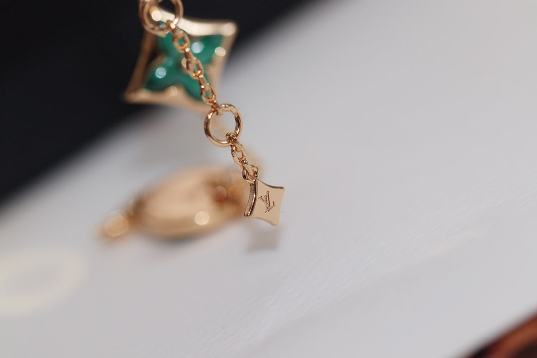 [vivabelle]STAR AND SUN 4 MOTIF PINK GOLD MALACHITE BRACELET
