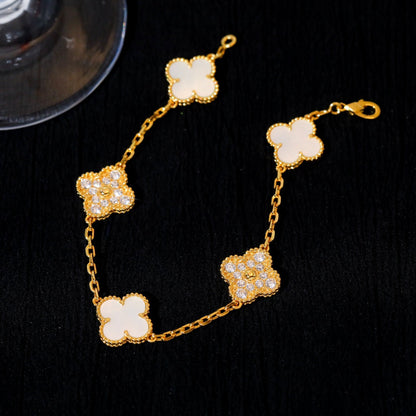 [vivabelle]CLOVER ARMBAND 5 MOTIV WEISSER MOP DIAMANT 