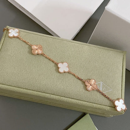 [vivabelle]KLEE-ARMBAND 5 MOTIV WEISS MOP ROSA GOLD