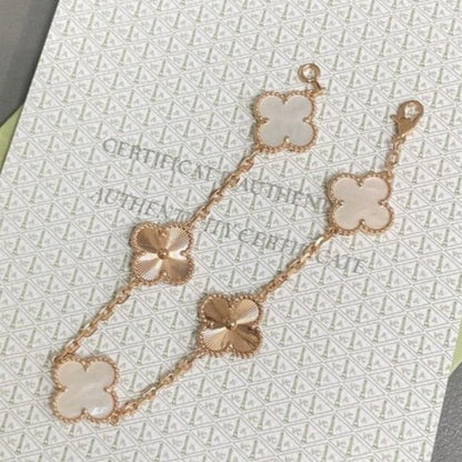 [vivabelle]KLEE-ARMBAND 5 MOTIV WEISS MOP ROSA GOLD