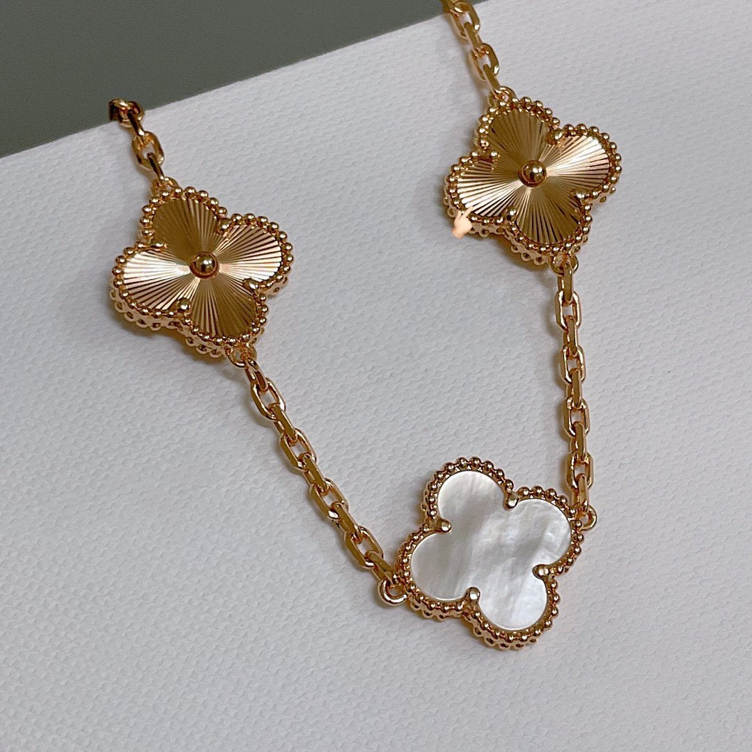 [vivabelle]KLEE-ARMBAND 5 MOTIV WEISS MOP ROSA GOLD