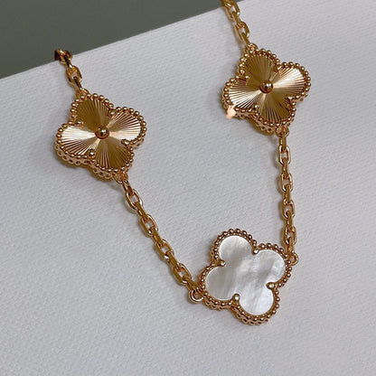 [vivabelle]KLEE-ARMBAND 5 MOTIV WEISS MOP ROSA GOLD