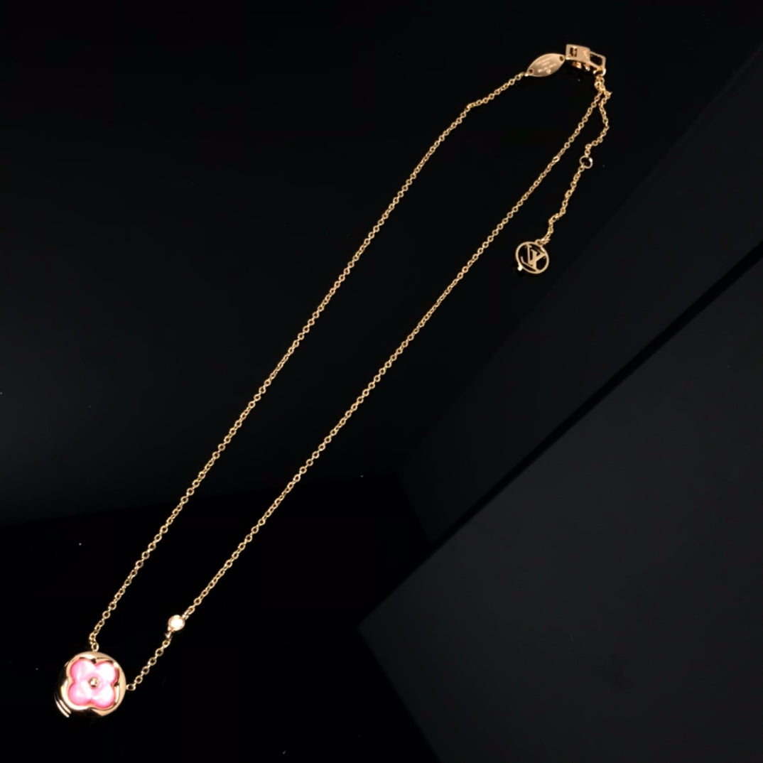 [vivabelle]COLOR BLOSSOM PINK MOP SUN GOLD NECKLACE