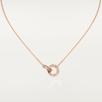 [vivabelle]LOVE 7,6MM HALSKETTE ROSÉGOLD UND SILBER VOLL DIAMANT