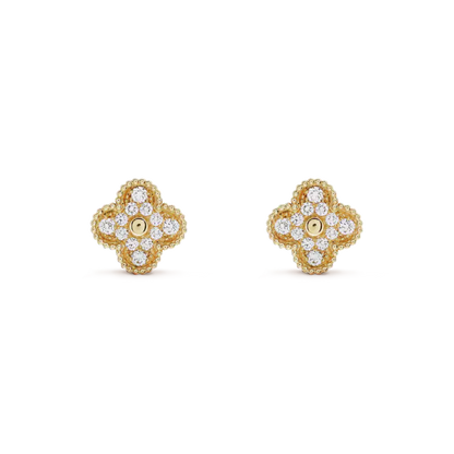 [vivabelle]CLOVER MEDIUM 1 MOTIFS FUll DIAMOND EARRINGS