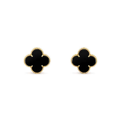 [vivabelle]CLOVER MEDIUM 1 MOTIFS  ONYX STUD EARRINGS