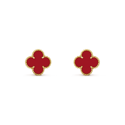 [vivabelle]CLOVER MINI 9.5MM CARNELIAN EARRINGS
