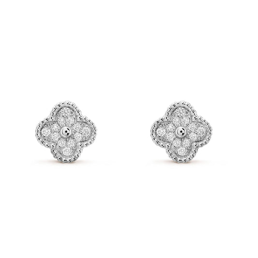 [vivabelle]CLOVER MINI DIAMOND STUD EARRINGS