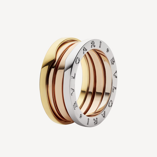 [vivabelle]ZERO 1 THREE-BAND ROSE WHITE AND YELLOW RING