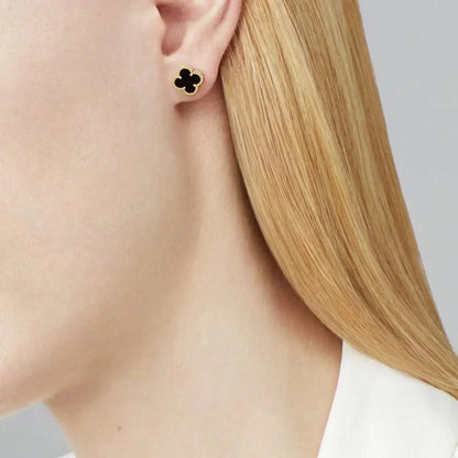 [vivabelle]CLOVER MINI 9.5MM BLACK MOP EARRINGS