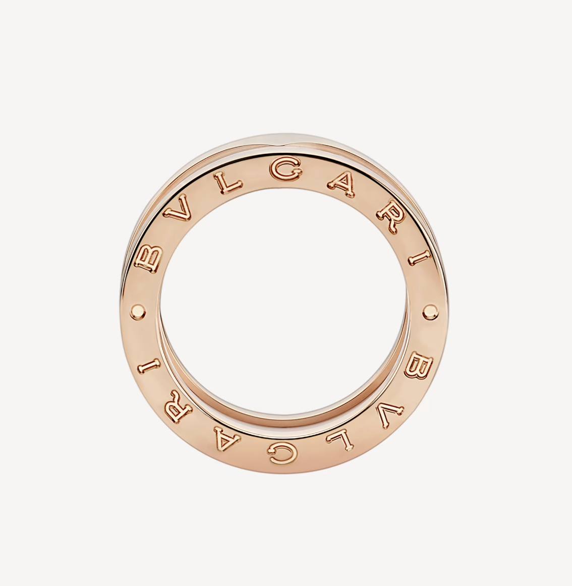 [vivabelle]ZERO 1 RING AUS ZWEI BÄNDERN UND WEISSER KERAMIK-SPIRALE IN ROSA GOLD