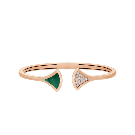 [vivabelle]DREAM BRACELET OPEN MALACHITE PINK GOLD