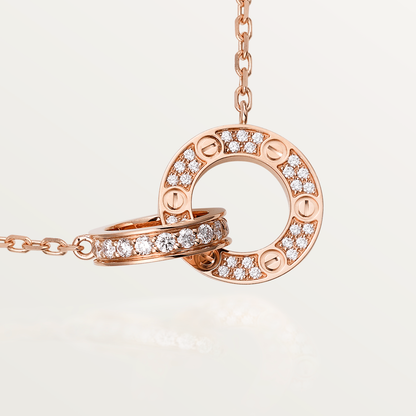[vivabelle]LOVE 7,6MM HALSKETTE ROSÉGOLD UND SILBER VOLL DIAMANT